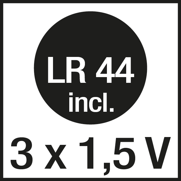incl. 3 x 1.5 V LR44 batterier